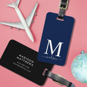 Monogram and Calligraphy with Editable Background Luggage Tag