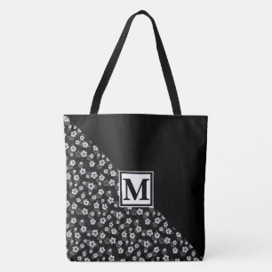 Monogram and Daisies Tote Bag