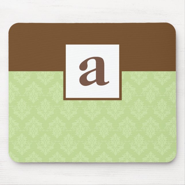 Monogram and Damask Pattern Custom Mousepad (Front)