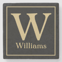MONOGRAM and Family Surname on Black
