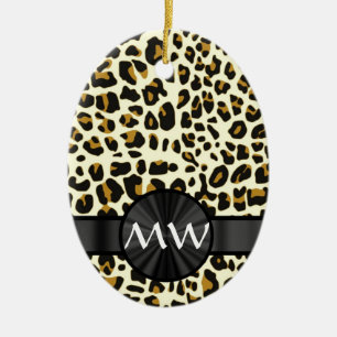 Monogram and  leopard print ceramic tree decoration