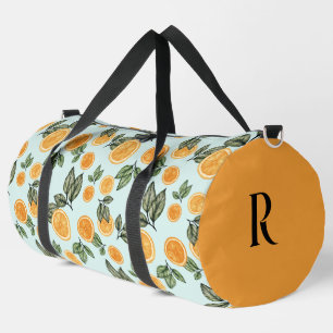 Monogram and Name Aqua and Orange Fruit Slices Duffle Bag