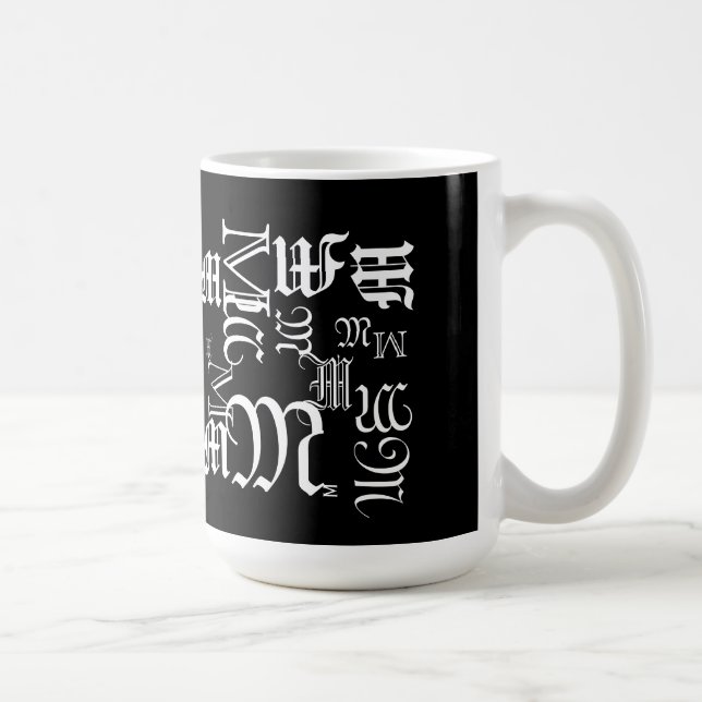 Monogram and Name Blackletter Text Style Coffee Mug (Right)