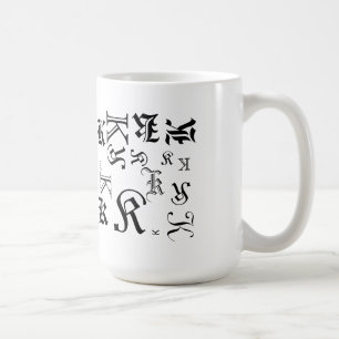 Monogram and Name Blackletter Text Style Coffee Mug