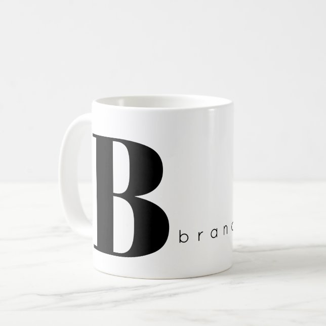 Monogram and name custom typography modern coffee mug (Front Left)