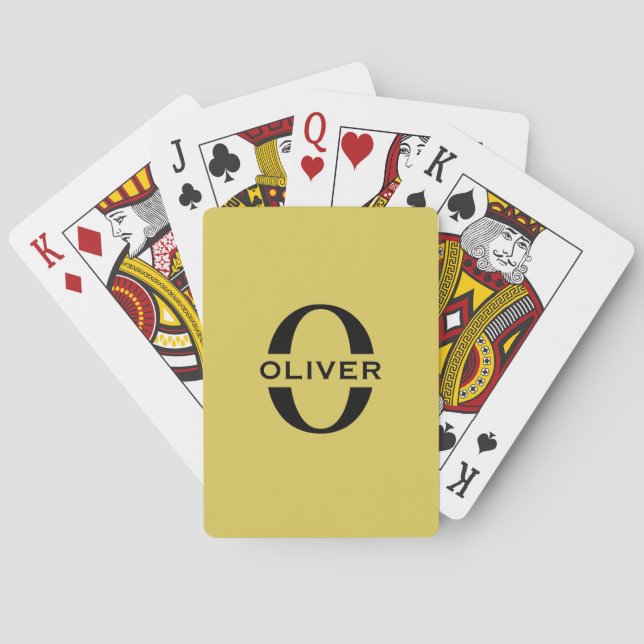 Monogram And Name Gold And Black Personalised Playing Cards (Back)