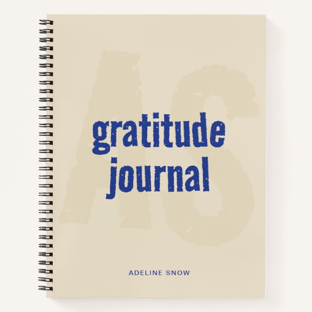 Monogram and Name Gratitude Journal (Blue) (Front)
