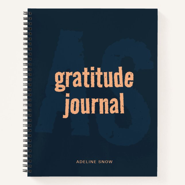 Monogram and Name Gratitude Journal (Navy) (Front)