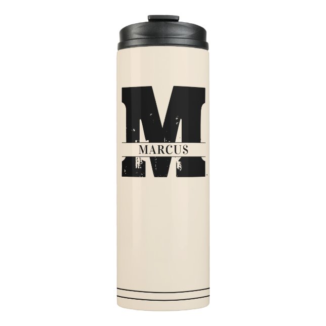 Monogram and Name Modern Man Thermal Tumbler (Front)