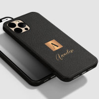 Monogram and name personalised black gold