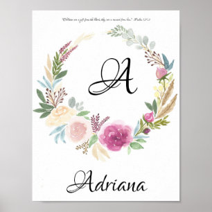 Monogram and name poster, kids name poster