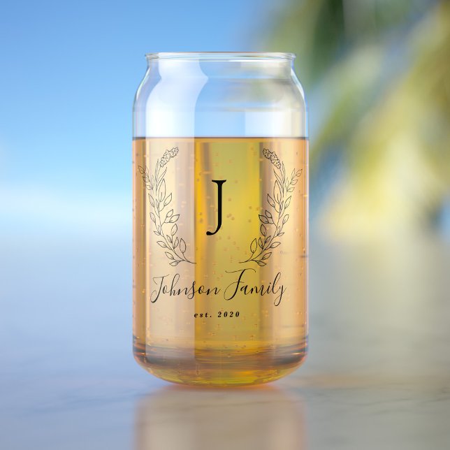 Monogram and name script elegant personalised can glass (Creator Uploaded)