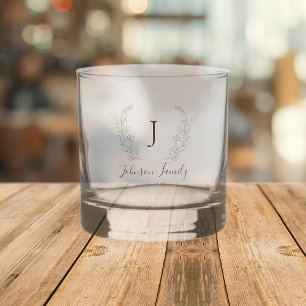 Monogram and name script elegant personalised whiskey glass