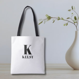 Monogram and Name Tote Bag