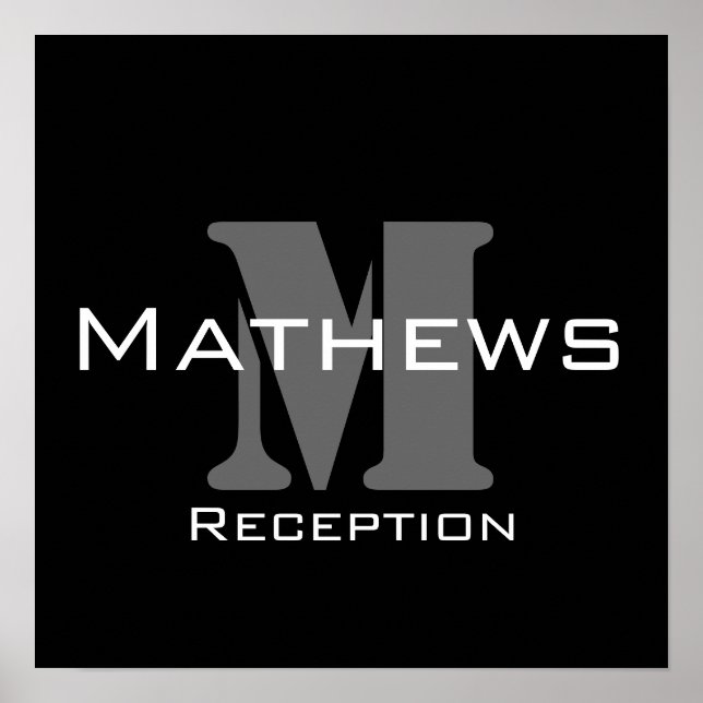 Monogram and Name Wedding Reception Sign (Front)