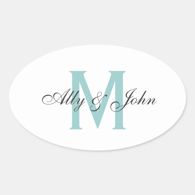 Monogram and names wedding sticker (Front)