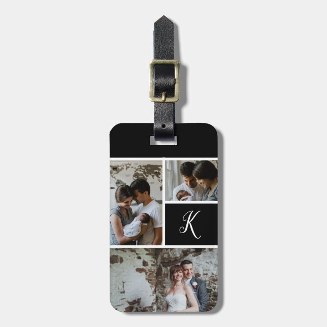 Monogram and Photo Collage Luggage Tag (Front Vertical)