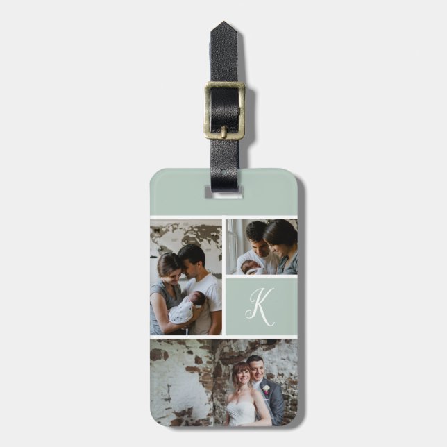 Monogram and Photo Collage Luggage Tag (Front Vertical)