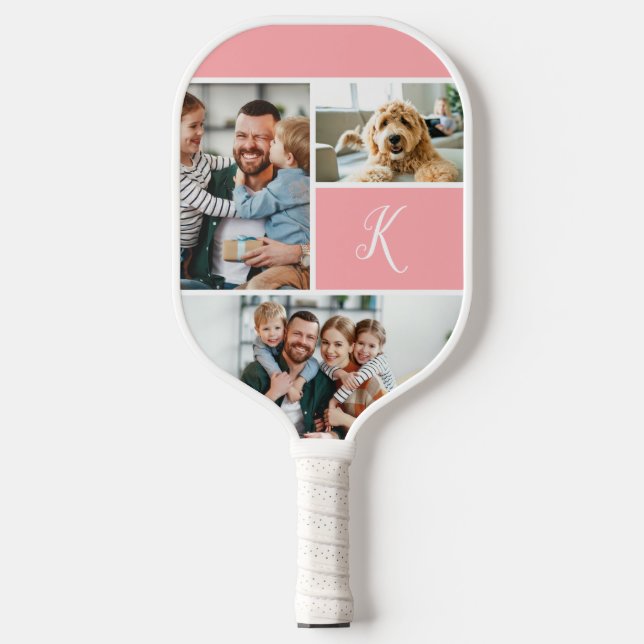 Monogram and Photo Collage Pickleball Paddle (Front)