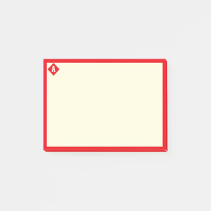 Monogram and red frame on ivory post-it notes