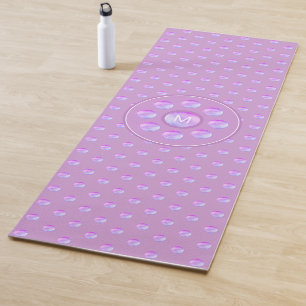 Monogram and Stylish Polka Dots on Violet  Yoga Mat