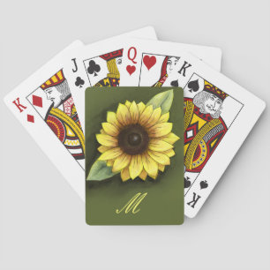 Monogram and Sunflower Playing Cards