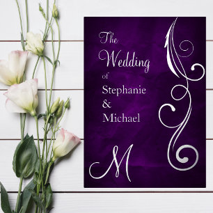 Monogram and Swirl on Purple Silver Wedding