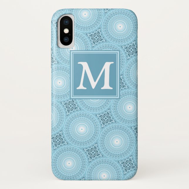 Monogram angel blue circles pattern Case-Mate iPhone case (Back)