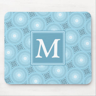 Monogram angel blue circles pattern mouse mat