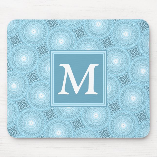 Monogram angel blue circles pattern mouse mat (Front)