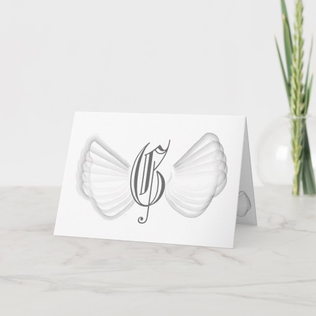 Monogram Angel's Wings-Customise Holiday Card (Front)