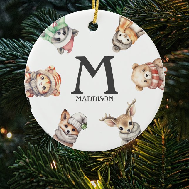 Monogram Animal Christmas Tree Ornament (Creator Uploaded)