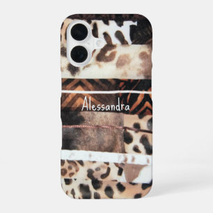 Monogram animal print leopard brown beige cream iPhone 16 case