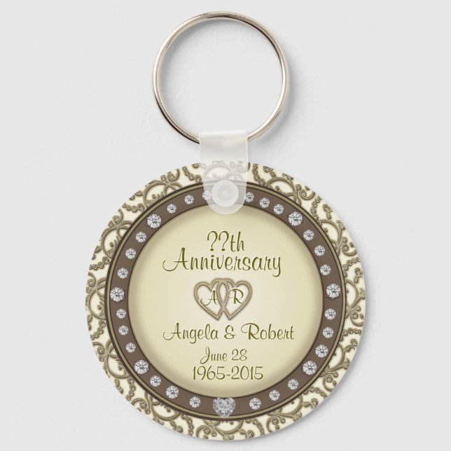 Monogram Anniversary Gold Keychain (Front)