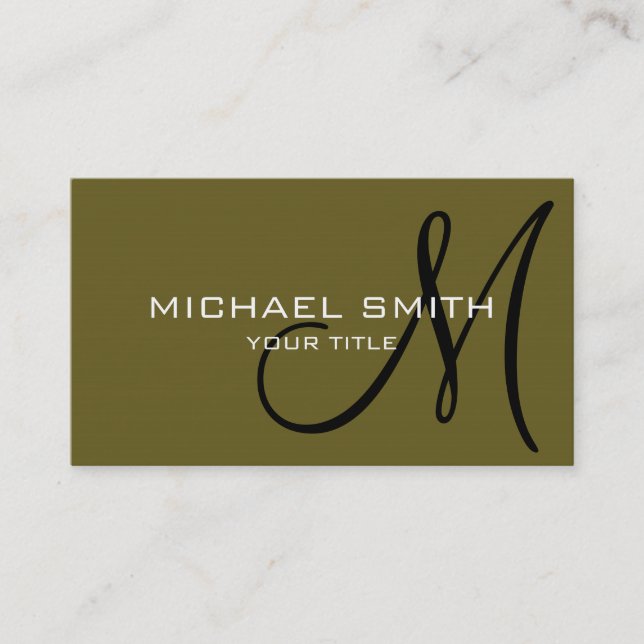 Monogram Antique bronze colour background Business Card (Front)