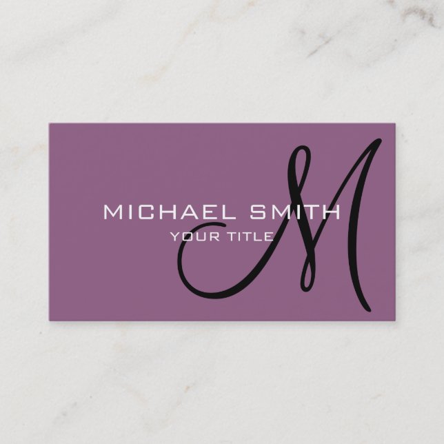 Monogram Antique fuchsia colour background Business Card (Front)