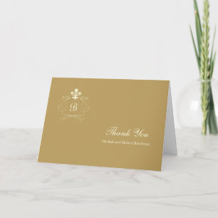 Monogram Antique Gold Fleur de Lis Thank You