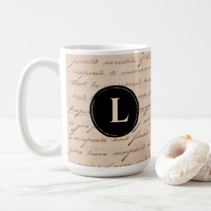 Monogram Antique Writing Letter Handwriting Paper Coffee Mug