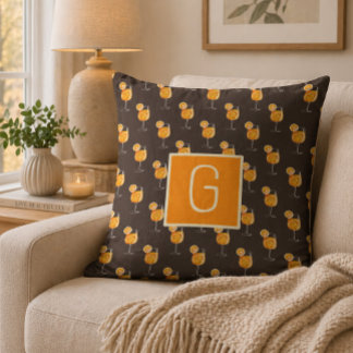 Monogram Aperol Spritz Cocktail Throw Pillow