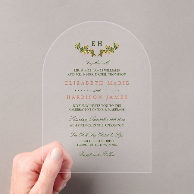 Monogram Apple Branch Wedding Invitation (Insitu (Handheld))
