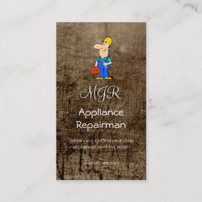 Monogram, Appliance Repairman, leather-effect Business Card (Front)