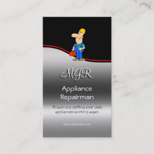 Monogram, Appliance Repairman, red swoosh Business Card