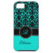 Monogram Aqua, Black, White Damask iPhone 5 Case