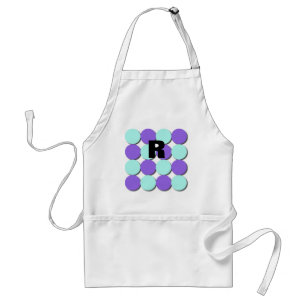 Monogram Aqua & Blue Polka Dots Standard Apron