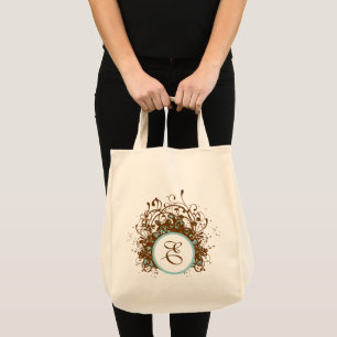 Monogram Aqua Bride's Bag Vintage Floral Wedding