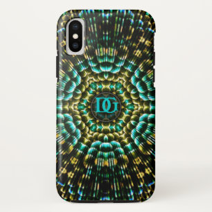 Monogram Aqua Gold Geometric Art iPhone 4 Cases