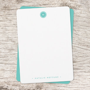 Monogram Aqua Turquoise Modern Minimalist Simple Card
