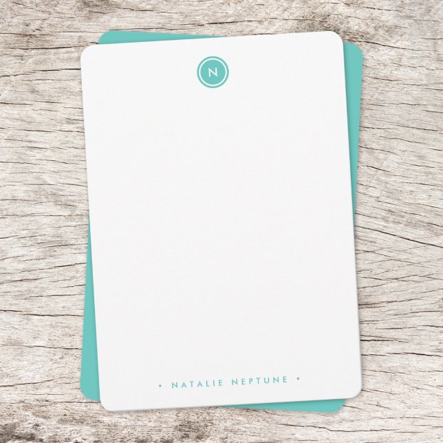 Monogram Aqua Turquoise Modern Minimalist Simple Card (Creator Uploaded)