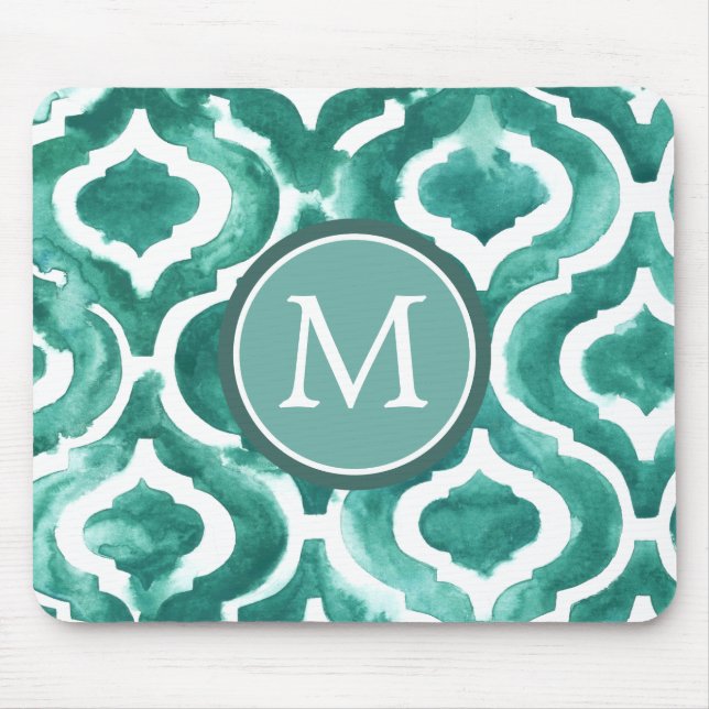 Monogram | Aquamarine Motif IV Mouse Mat (Front)