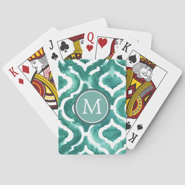 Monogram | Aquamarine Motif IV Playing Cards (Back)